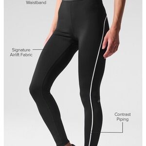 ALO Yoga Airlift Suit Up — Black Leggings with White Piping